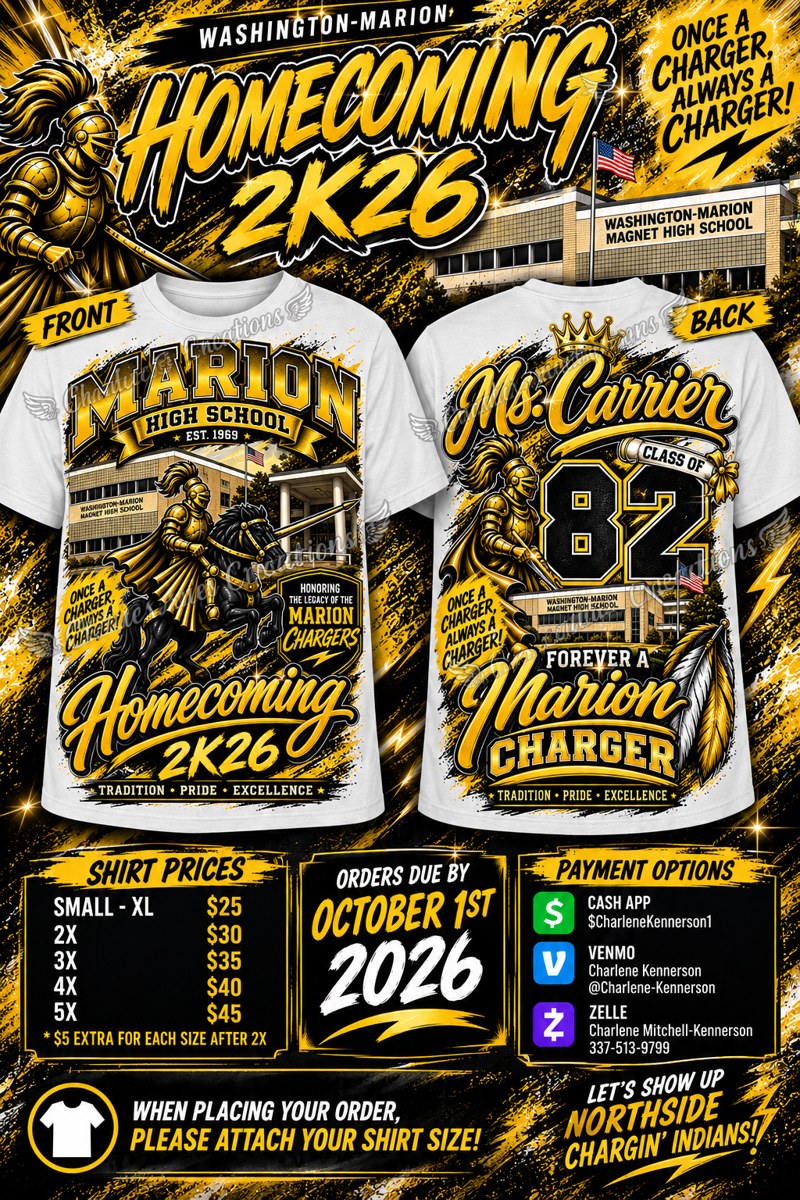 Marion Chargers Legacy front and personalized back
